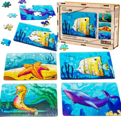 Puzzle drewniane 4w1 zwierz�ta morskie PuzzleOK