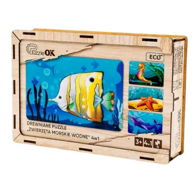 Puzzle drewniane 4w1 zwierz�ta morskie PuzzleOK