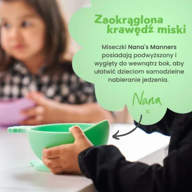 Nana`s Manners Etap 1, Miska silikonowa z przyssawk� i uchwytem, zielona