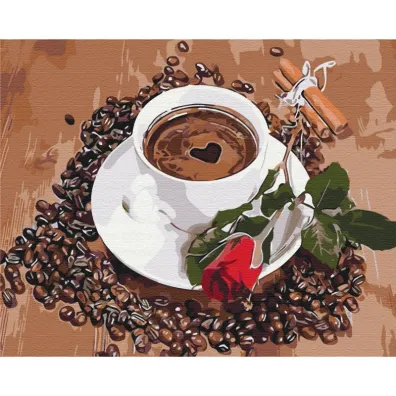 Brushme Malowanie po numerach - Kawa z odrobin� romansu 40x50cm