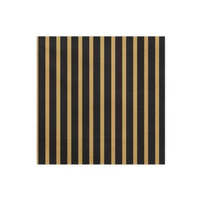 PartyDeco Serwetki Paski z�ote 33x33 cm