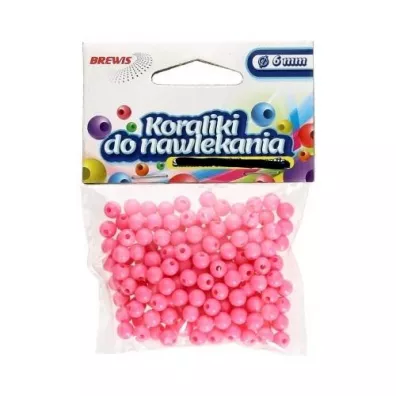 Brewis Koraliki do nawlekania + sznurek r�owe 6mm, 16g