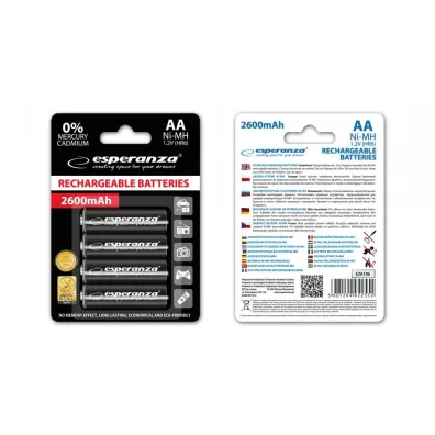 Esperanza Akumulatory NI-MH AA 2600mAh 4szt. czarne