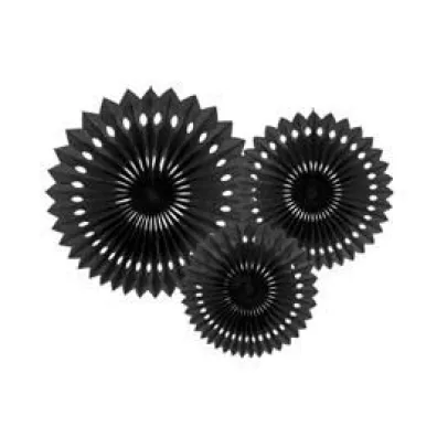 PartyDeco Rozety dekoracyjne czarny 20-30cm