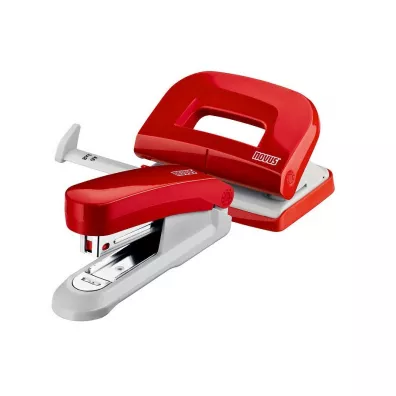 Novus Zestaw zszywacz e15+dziurkacz e210czerwony blister