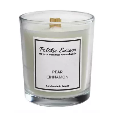 Polskie �wiece �wieca sojowa Pear Cinnamon z drewnianym knotem 190 g