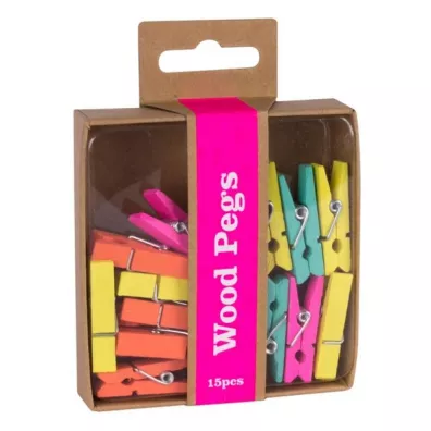 Apli Spinacze drewniane Fluor Collection 15 szt.
