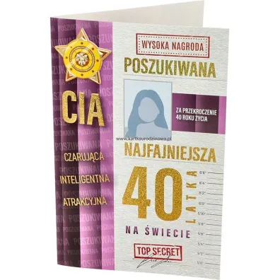 Yeku Karnet Urodziny 40 damskie poszukiwana