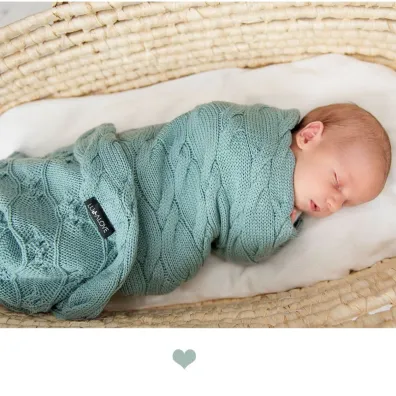 LullaLove Kocyk z wełny merino - szałwia, kolekcja premium LullaLove Kocyk z wełny merino - szałwia, kolekcja premium