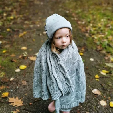 LullaLove Kocyk z wełny merino - szałwia, kolekcja premium LullaLove Kocyk z wełny merino - szałwia, kolekcja premium
