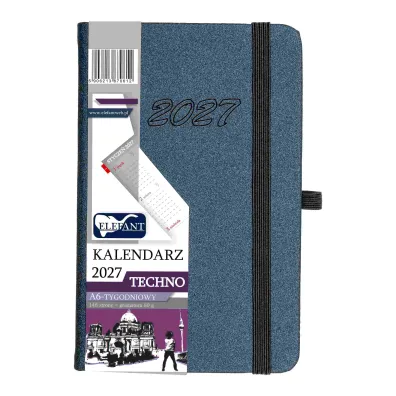 Kalendarz 2027 Techno A6 tygodniowy grafitowy