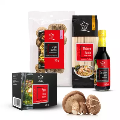 House of Asia Zestaw do przygotowania zupy ramen 300 g + 150 ml + 75 g + 30 g