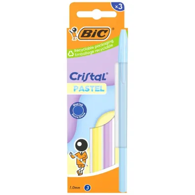 D�ugopis Cristal Pastel 1mm niebieski 3 szt BIC
