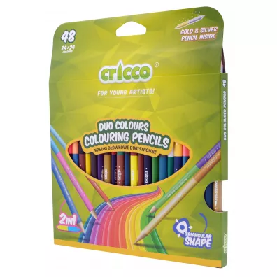 Cricco Kredki tr�jk�tne dwustronne 48 kolor�w 24 szt.
