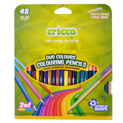 Cricco Kredki tr�jk�tne dwustronne 48 kolor�w 24 szt.