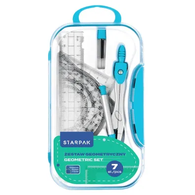 Zestaw szkolny geometryczny 7el. niebieski STARPAK 560248