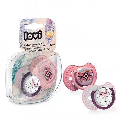 Lovi Smoczek silikonowy dynamiczny Indian Summer Girl 0-3 m-ce 2 szt.
