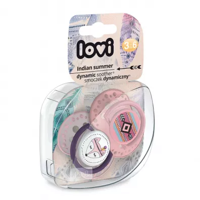 Lovi Smoczek silikonowy dynamiczny Indian Summer Girl 0-3 m-ce 2 szt.