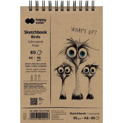 Happy Color, Szkicownik na spirali A6/80 ark - Ptaki