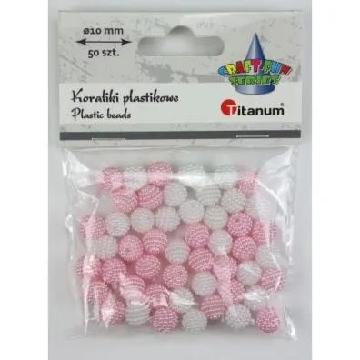 Titanum Koraliki plastikowe blado r�owe 10mm 50 szt.
