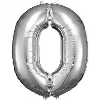 Amscan Balon foliowy cyfra 0 srebrna 70x86cm
