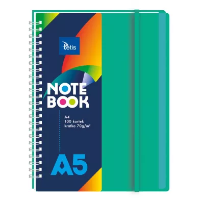 Tetis Ko�onotatnik A5 PP zielony kratka 100 kartek