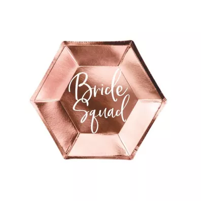 PartyDeco Talerzyki Bride Squad r�owe z�oto 23cm
