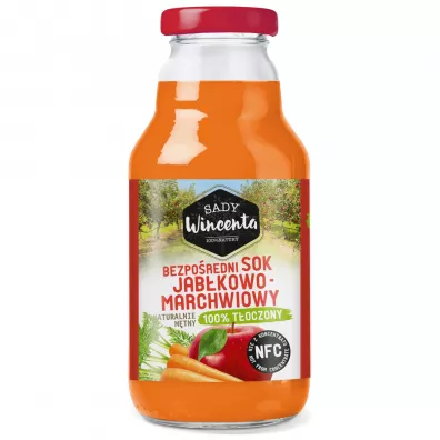 Sady Wincenta Sok 100% jabkowo-marchewkowy naturalnie mtny toczony NFC 330 ml