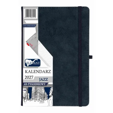 Kalendarz 2027 Jazz A5 tygodniowy granatowy