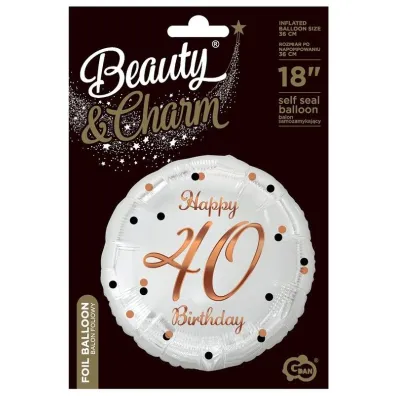Godan Balon foliowy Happy 40 Birthday biay 45cm