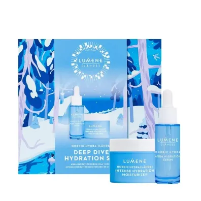 Lumene Zestaw Nordic Hydra Deep Dive Hydration Gift Set Aqua Hydration Serum serum do twarzy + Intense Hydration Moisturizer krem do twarzy 30 ml + 50 ml