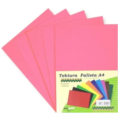 Penword Tektura A4 falista r�owa 5 szt.
