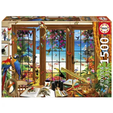 Puzzle 1500 el. Okno obserwatora ptak�w Educa