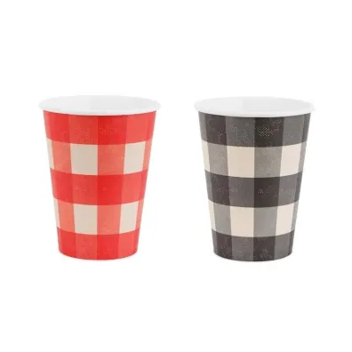 PartyDeco Kubeczki w krat�, mix, 400ml