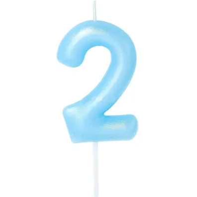 �wieczka na tort - cyferka Candy 2 niebieska 6cm