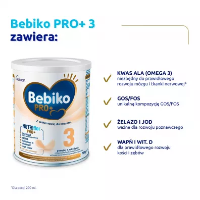 Bebiko Pro+ 3 Odywcza formua na bazie mleka dla dzieci powyej 1. roku ycia 700 g