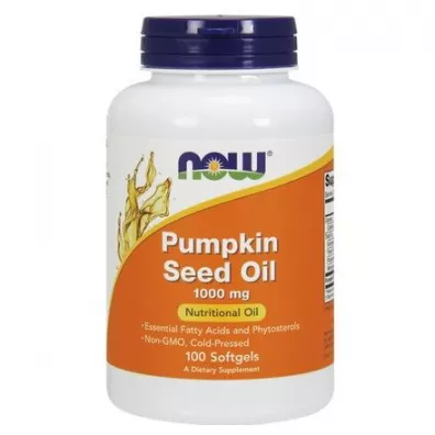 Now Foods Pumpkin Seed Oil - Olej z Pestek Dyni 1000 mg Suplement diety 100 kaps.