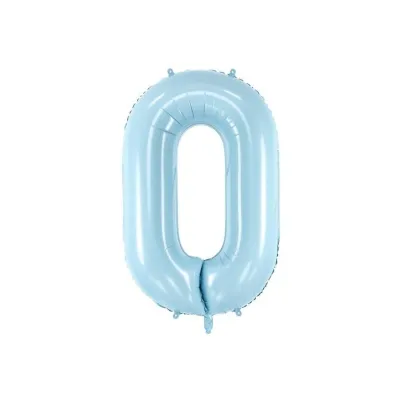 PartyDeco Balon foliowy Cyfra 0 86cm jasny niebieski