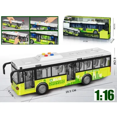 Autobus zielony �wiat�o d�wi�ki 1:16 Madej