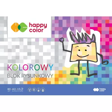 Happy Color Blok rysunkowy kolorowy A3 80g 15 kartek