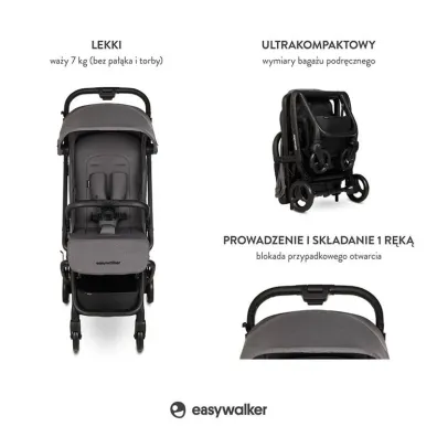 Easywalker Miley² Kompaktowy w�zek spacerowy z torb� transportow� Marble Grey