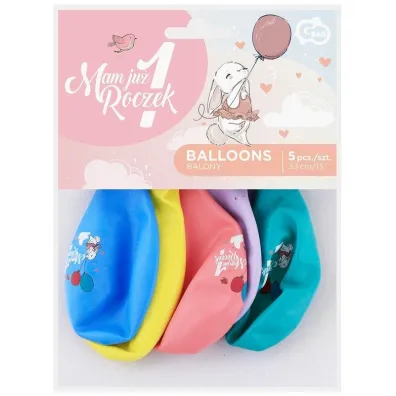 Godan Balony Premium Hel Mam Ju� 1 Roczek (kr�liczek) 13" 5 szt.