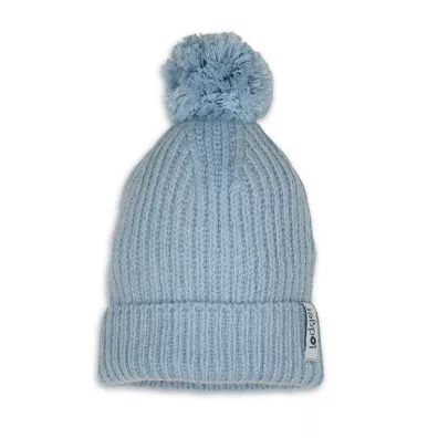 Lodger Czapeczka z weny merino 100% niebieska Blue Fogg 6-12 mies.