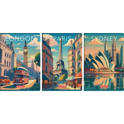 Herlitz Zeszyt A4 Retro City z marginesem linia 96 kartek