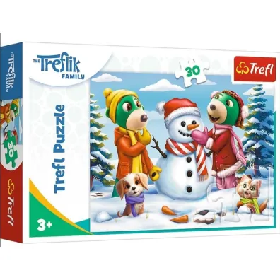Puzzle 30 el. Zimowe zabawy Treflik�w