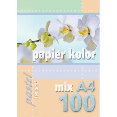 Kreska, Papier kolorowy pastelowy A4, 100 kartek, 160 g/m2, wielokolorowy