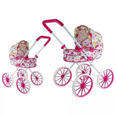 W�zek dla lalek g��boki retro w kwiatki LeanToys