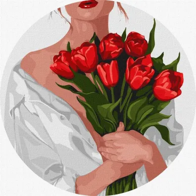 Ideyka Malowanie po numerach okr�g�e - Tulipany 26cm