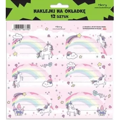 Henry Naklejki na zeszyty - Unicorn T�cza 12 szt.