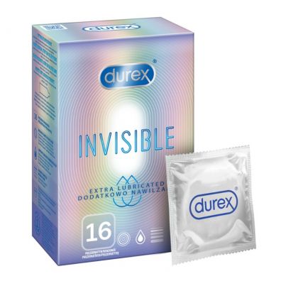 Durex prezerwatywy Invisible dodatkowo nawilżane cienkie 16 szt.